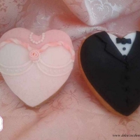 Biscotti decorati per Matrimonio con abiti sposi in pasta di zucchero