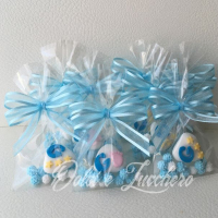 Sacchetti Nascita Battesimo Bimbo con confetto decorato