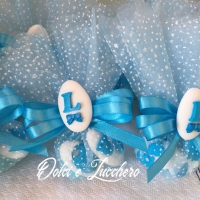 Sacchetti Nascita Battesimo Bimbo con confetti decorati