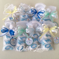 Sacchetti tubolari con confetti decorati nome