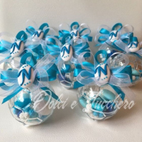 Segnaposto pallone per Comunione con confetti decorati