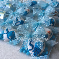 Segnaposti per Battesimo bimbo con confetti decorati