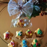 Segnaposto natalizio con confetti stelle dorate di Natale