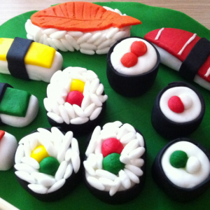 Torta decorata Compleanno Sushi cake 2
