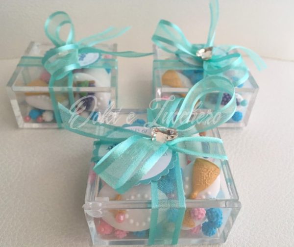 Scatole Bomboniere Plexiglas con confetti decorati