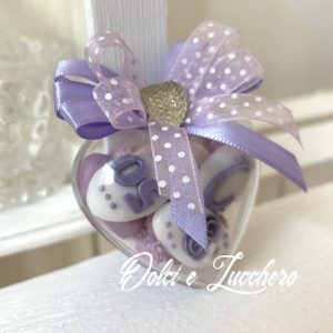 Bomboniere Cuori in plexiglass con confetti decorati misti
